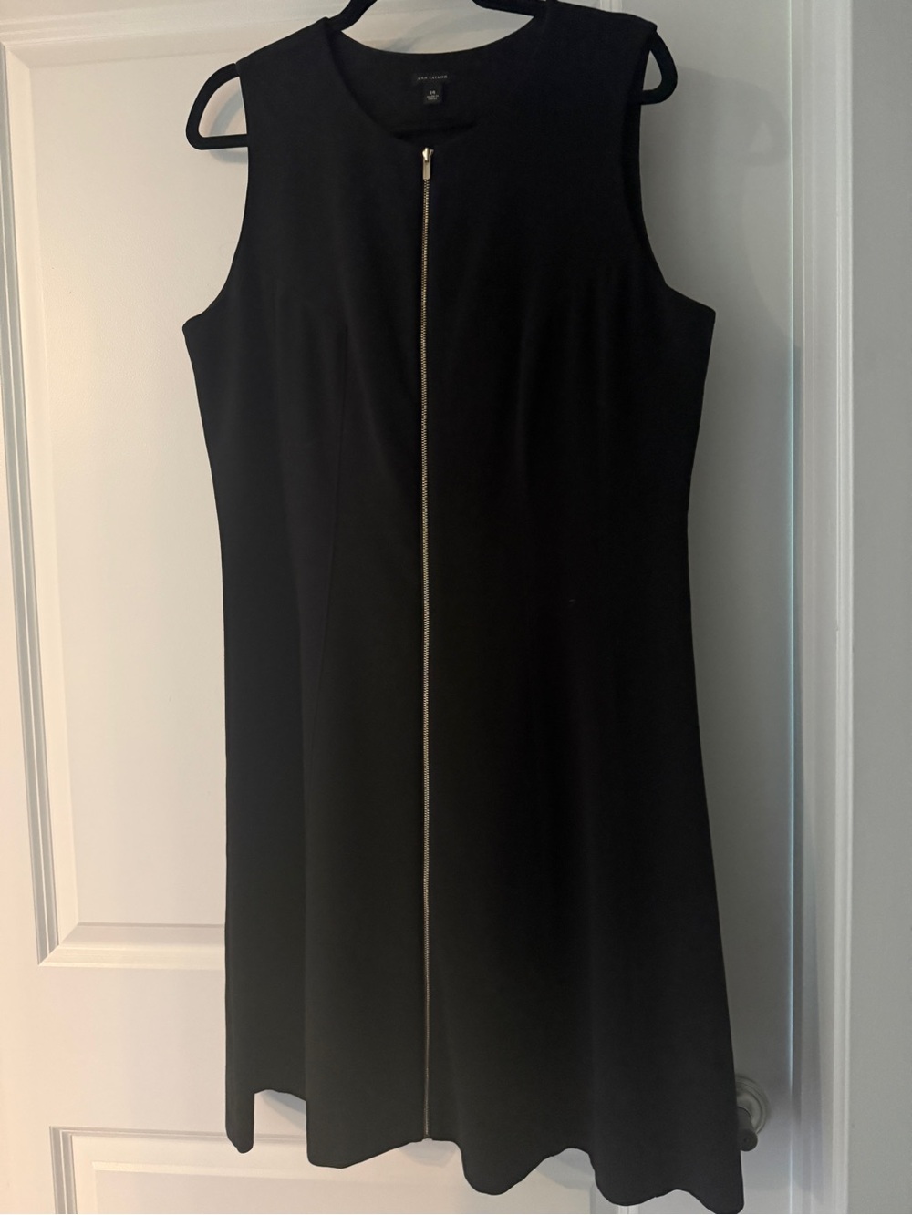 Ann Taylor Black Sleeveless Zip-Front Mini Dress
